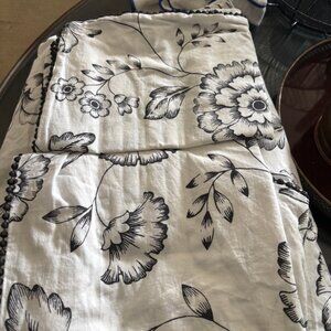 Ikea Jungfrunava Cotton Duvet Cover Set Black and White Floral Full/Queen